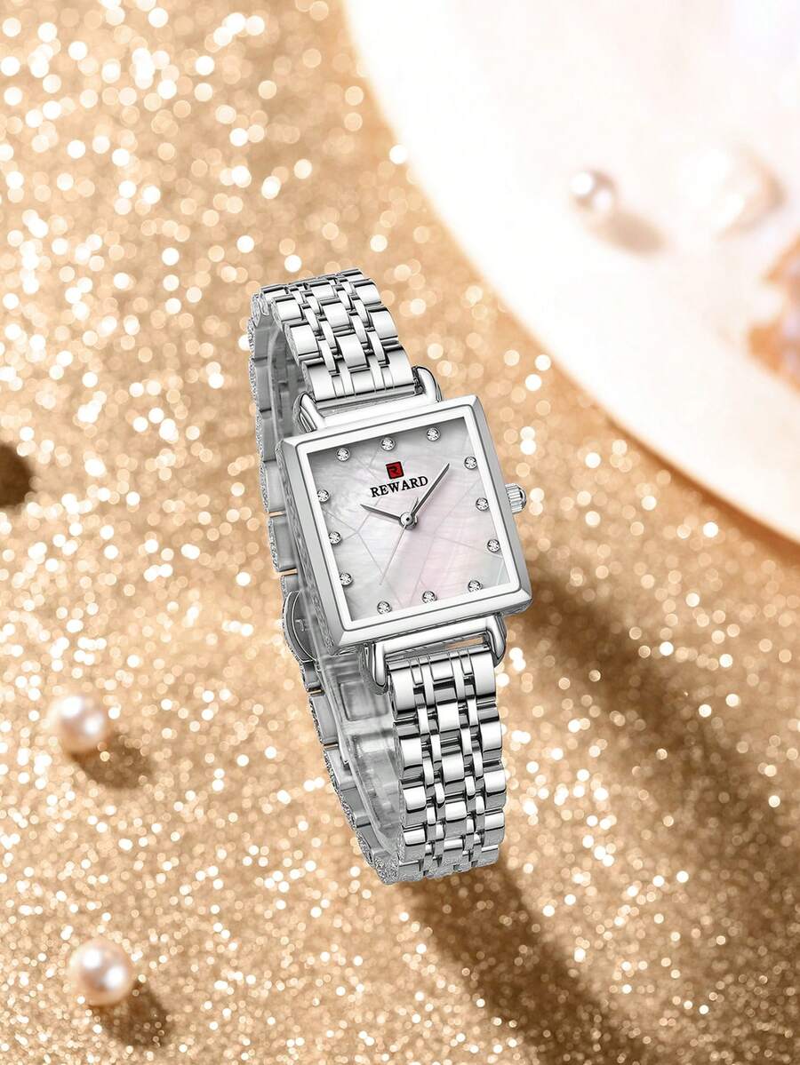 Reward Women's Quartz Watch, Luxury Fashion Women's Watch, Stainless Steel Band, Waterproof, With Gift Box, Elegant Versatile, Business Casual
