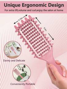 Curl Brush, Curly Hair Brush, Curl Defining Brush, Best Curl Define Styling Brush With Prongs, Boar Bristle Hair Brush For Combing And Shaping, Reduce Pulling And Curl Separation For Defined Curls Designed