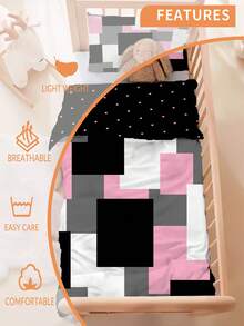 1/2PCS Minimalist Patchwork Kids Bedding Set - Lightweight, Breathable, Stylish Simplicity For Playful Sleep Spaces For Baby Bed - Multicolor - View 1