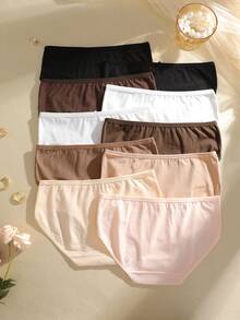 10 Pcs Of Women's Multi-Color Cotton Simple Comfortable Breathable Bow Tie Low Waist Sexy Panties Ladies Underwear - 彩色 - 查看 5