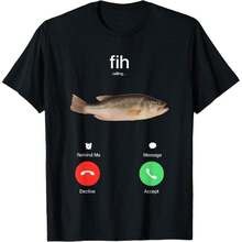 100% Cotton Fih Calling Remind Me Message Decline Accept Phone Call Fish T-ShirtFit Casual Streetwear Men Gifts,Men Clothing - màu đen - Xem 1