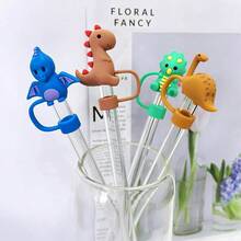 QY 8 Pack Animal Straw Cover Cap For  Cup 3040 Oz Tumbler Silicone Straw Topper Protector Lid In Various Shapes Reusable Cute Dinosaurs Covers For 0.4 Inch 10 Mm Straws 2216 - 8件恐龍吸管套 - 查看 6