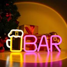 1 pezzo Luce a LED a forma di lettera "Bar", lampada alfabeto a luce bianca calda, combinazione di parole DIY BAR adatta per bar, taverna, festa, compleanno, campeggio, zona pranzo, corridoio, dormitorio, camera da letto, spuntino notturno, ristorante e scene di festa, decorazione per San Valentino, Festa della Mamma, Ognissanti, Natale e altre vacanze - funzionamento a batteria (batterie non incluse)
