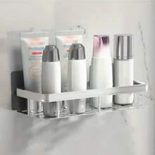 Kit 2 Silver Gold Shampoo Holder Bathroom Shelf Organizer With Adhesive