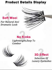 144pcs Cluster Lashes 9-16mm Wispy Individual Lashes Natural Look Lashes Fluffy Cluster Lashes DIY Eyelash Extension