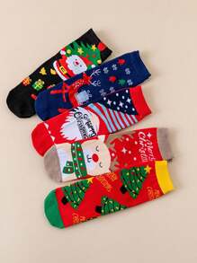 5pcs Christmas Socks For The Elderly Elk Snowman Men And Women In The Tube New Year Christmas Socks, Fall Socks