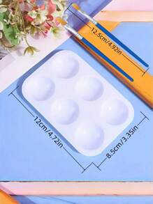 10pcs 6-Hole Palette With 2 Blue Paintbrushes, Acrylic & Watercolor Painting Art Supplies, Compact & Portable, Easy To Clean, Back To School Stationery