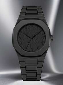 1 Men's Quartz Watch, Polycarbonate Material, Simple And Stylish Business Watch, Suitable For All Occasions, Any Man Looks Good/Suitable/Matching, With Gift Box Packaging And Strap Adjuster - Black - View 4