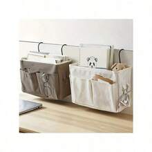 1 个多功能织物壁挂式储物袋，带多个口袋 - 耐用的床下和壁挂式节省空间的床头篮，适用于宿舍、卧室、办公室 - 学生床单存储和清洁生活，简约设计 | 坚固的结构衣物收纳容器