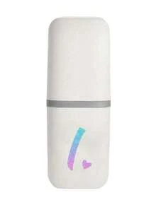 1pc Blue And Pink Gradient Glitter Heart Initials A-Z White Portable Toothbrush Case, Keep Your Toothbrush Clean And Safe On The Go!Travel Toothbrush Holder, Portable Toothbrush Cup Cover