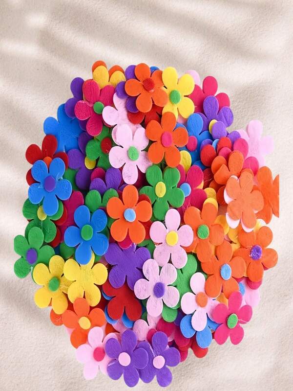100 prachtig handgemaakte viltbloemen - levendige zelfgemaakte stickers en klasdecoraties - schattig, veelzijdig ontwerp met onbeperkte creativiteit, schoolbenodigdheden, terug naar school