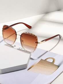 1 件男女通用方形镜框多色花卉镜片时尚眼镜，沙滩配饰，适合女性购物、驾驶、聚会、户外、旅行