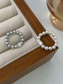 S925 Sterling Silver Elastic Pearl Ring, Bright And Pure, Simple & Elegant, Niche Luxury, Versatile