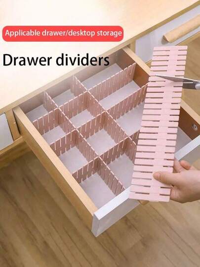 4 Packs Baby Room Drawer Divider Storage Partition Organization Free Combination Partition Plastic Wood Board Home Use Suitable For Desktop Storage, Drawer Storage, Office Supplies, Clothing, Cosmetics, Sundries And Other Storage