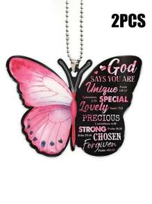 2pcs Butterfly Series Car Interior Supplies Christmas Tree Decoration Pendant Keychain Accessories