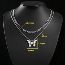 1 Stück, modischer Edelstahl geometrischer einfacher Schmetterling Anhänger Halskette, exquisite Schlüsselbein Kette Anhänger Halskette, minimalistisches luxuriöses Accessoire Geschenk