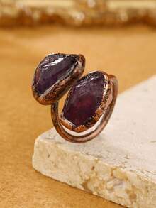 Adjustable Vintage Boho Chic Ring For Women - Thiên thạch đen - Xem 11