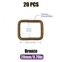 20 chiếc/gói 10-38mm Vòng khóa hình chữ nhật bằng kim loại Vòng khóa trượt cho thắt lưng, dây đeo ba lô, túi xách, vòng cổ thú cưng, phụ kiện tự làm - Nhiều màu - Xem 20