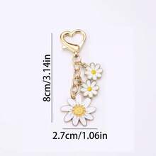 1pc Cartoon Daisy Keychain For Bags And Cars – Cute Daisy Charm Pendant, Lightweight Accessory For Daily Use, Charming Bag Decor And Car Key Holder, Whimsical Floral Accessory, Perfect Gift For Floral Lovers, Durable Keyring Accent, Compact Clip-On Design, Ideal For Backpacks, Purses, Desk Decor, And Travel Essentials - Multicolor - View 8