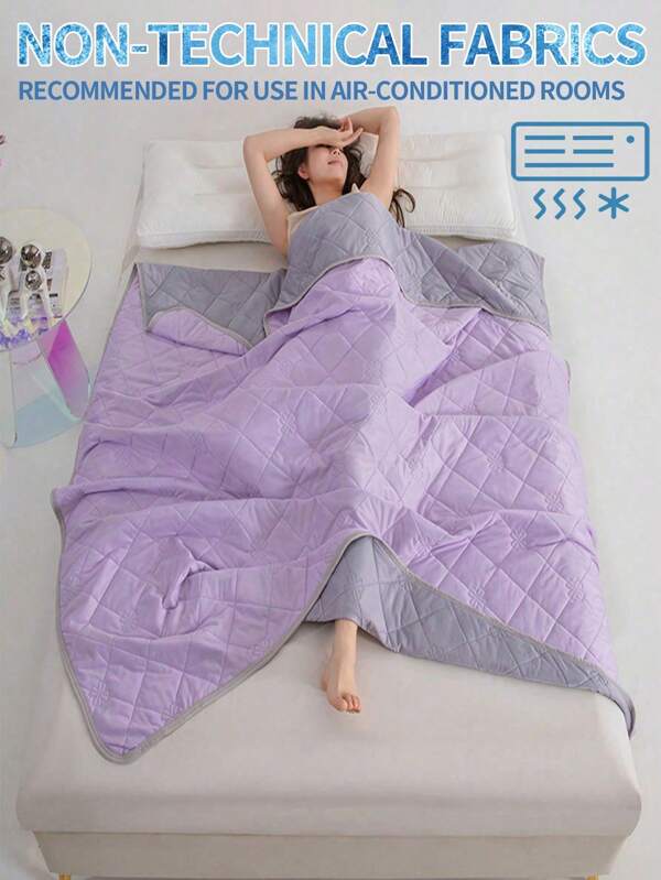 1 Piece Solid Color Cooling Blanket With Diamond Check And Floral Print, Minimalist Fashion / Cooling Material / Quilted Reinforced Edges / Provide Cool And Comfortable Touch For Hot Sleepers, Machine Washable Lightweight And Portable