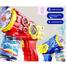 Automatic Bubble Blower Machine, Colorful, Kids Toy, Blue Red, 50ML - Azul - Ver 1