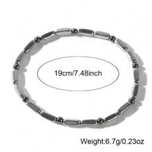 Bracciale da uomo in acciaio dal colore cilindrico, design con perline tonde da 3mm, realizzato con accuratamente selezionato agata nera, con una sensazione di forte e durevole