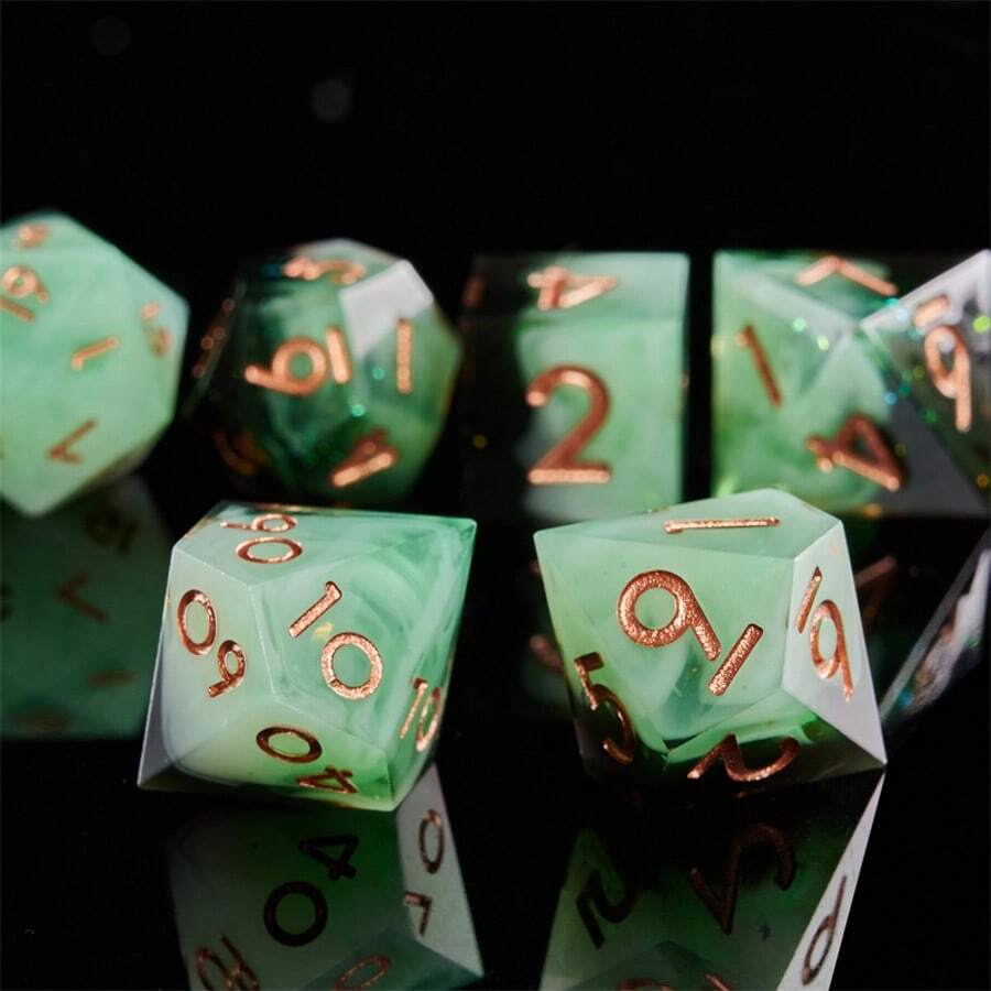 Handmade Dual-Color Resin Dice Set, Suitable For Role-Playing Games, With Starry Sparkle And Precise Edges, Suitable For Teenagers 14+, Perfect Gift For Birthday Or Christmas