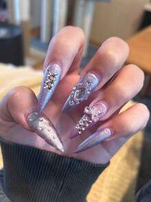 10 buc pandantive pentru unghii din aliaj încrucișat, ornamente pentru unghii DIY, pietre prețioase pentru unghii, accesorii pentru unghii în stil punk, pandantive argintii pentru unghii - Argint - Vizualizare 3