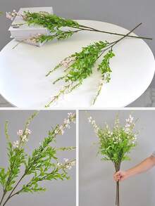 31 英寸小白蓝丝绸野花，人造花，假花，仿花，花园花卉礼物 - 彩色 - 查看 12