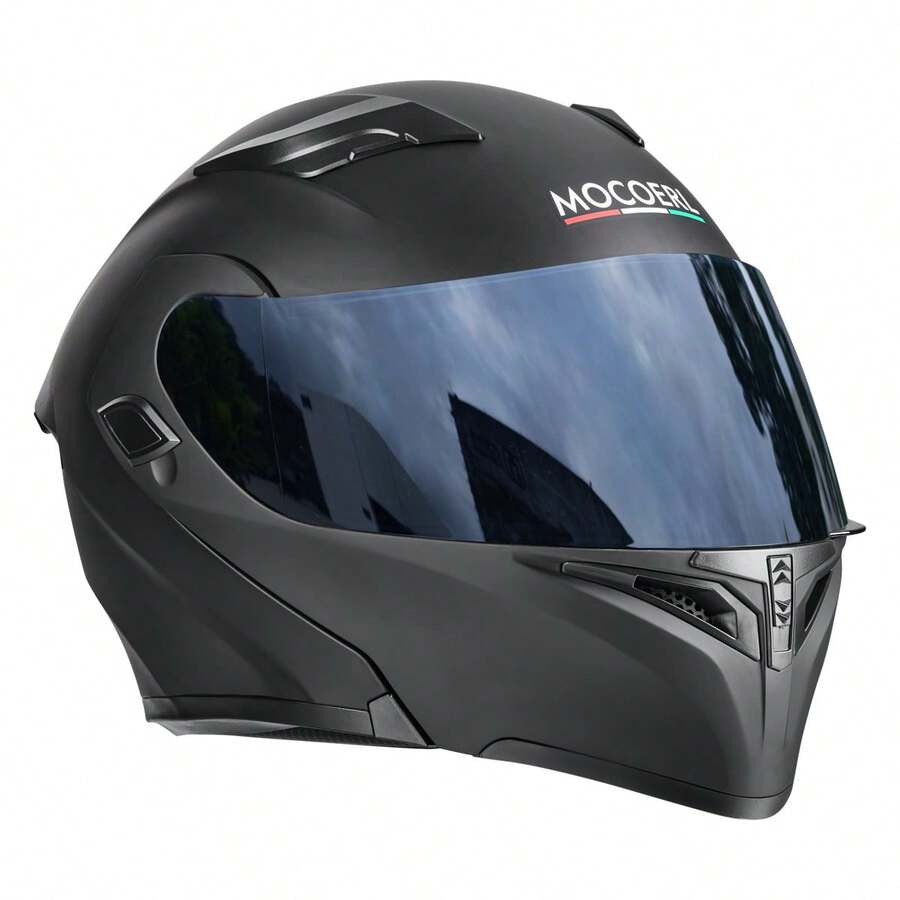 Casco Motocicleta Abatible Con Luz Led Dot Negro/rojomocoerl - M - Ver 1