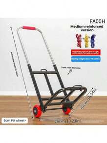 1 Set Foldable Hand Pull Cart, Household Moving Cart Trolley, Portable Shopping Cart With Wheels'