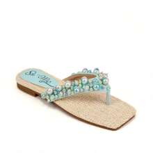 So Me Arielfn2 Pearl Embellished Thong Women's Vacation Boho Sandals  Plain    Elegant    Pearls    Sandals  Beach  Holiday  Wedding  School  Vacation  Party - 綠色 - 查看 1