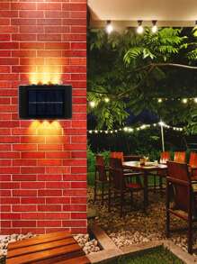 Solar Outdoor Patio Light, 10 LED Bulbs Wall Mounted Fence Wash Light, Up/Down Lighting, Suitable For Exterior Wall, Full Brightness Use, Energy-Saving LED Lighting Modern Pendant Light, Acrylic LED Lamp, Patio Outdoor Light