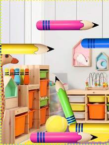 1pc-Jumbo Inflatable Pencil 7 Colors Blow Up Pencil Crayons Balloons Decorations For Classroom Theme Back To School Birthday Party Supplies Home Decor Room Decor School Supplies - Multicolor - View 2