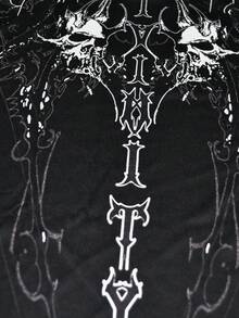 Men Plus Size Summer Dark Retro Casual Short Sleeve Round Neck T-Shirt, Polyester Fabric, Suitable For Sports And Fitness, Emo