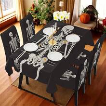 1/4/5/6/7/36pcs Halloween Theme, Skeleton ManPrinted Chair Covers / Chair Cover Set, Suitable For Indoor Home Restaurant, Hotel Modern Daily Decoration,Party Decoration,Wedding Decoration,Dining Room Decoration,Kitchen Decoration,Tablecloth Suitable For Square Tables, Elastic Chair Covers Can Be Washed - ZYT-174 - View 19