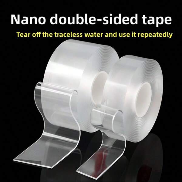 1 PC Super-Strong Double-Sided Adhesive Tape, High-Adhesion Double-Sided Tape That Leaves No Residue, Hole-Free Acrylic Transparent Tape, Waterproof Magic Tape, Washable And Reusable Waterproof Transparent Double-Sided Tape, Suitable For Kitchen, Bathroom, Home, Wedding Decorations, And Car Stickers.