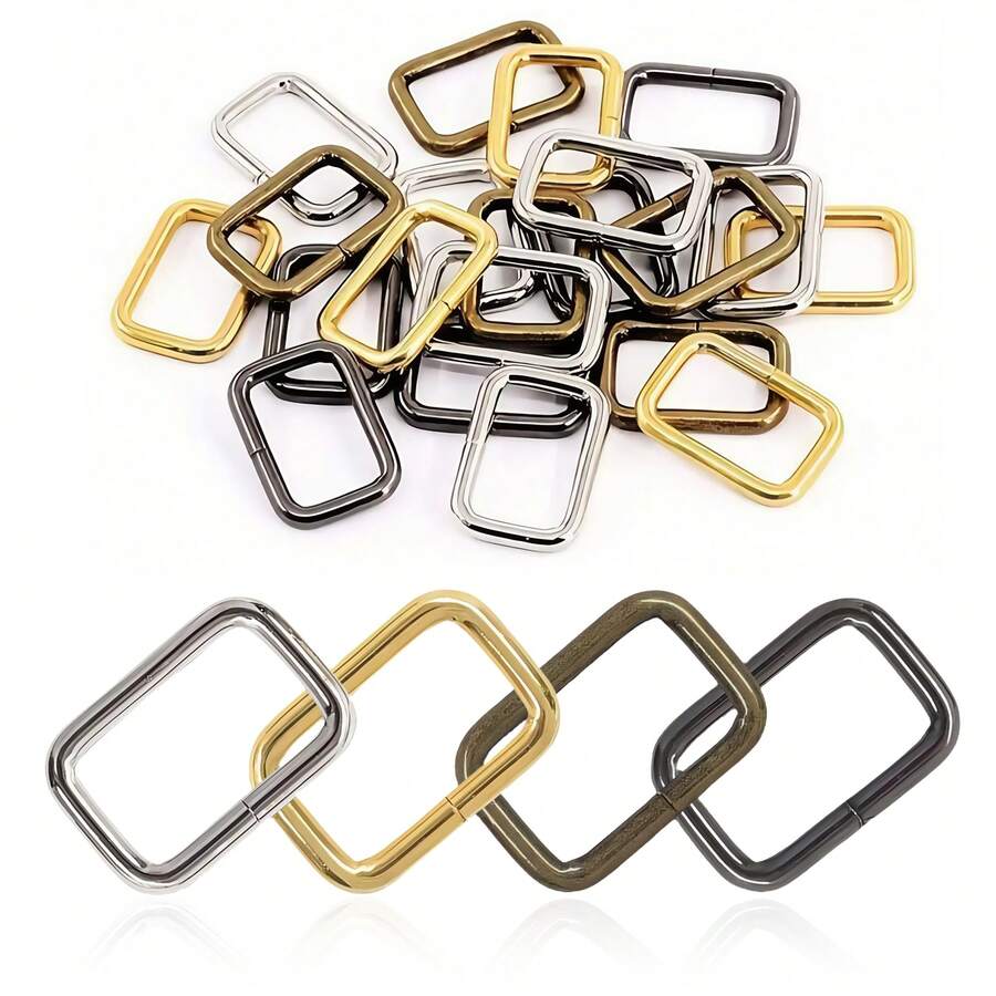 20 chiếc/gói 10-38mm Vòng khóa hình chữ nhật bằng kim loại Vòng khóa trượt cho thắt lưng, dây đeo ba lô, túi xách, vòng cổ thú cưng, phụ kiện tự làm