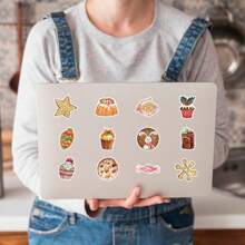 50 pegatinas lindas de dibujos animados de comida navideña, calcomanías de galletas, pasteles y caramelos, decoraciones para crear ambiente festivo para fiestas navideñas