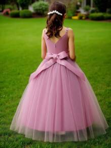 Flower Girls Spaghetti Strap Tulle Dress Long A Line Wedding Pageant Dresses Princess Birthday Party Ball Gown