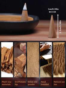 90克沉香锥形香，手工制作，持久留香，家居香氛，空气净化器，冥想辅助，薰衣草，沉香，栀子花香 - 優質彩色香錐 - 查看 9