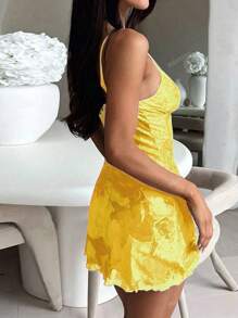 A Summer Dress , Elegant Mesh And Floral Prints For Women, Sleeveless,Fine Sling,Party Dress, For Cocktail,Tops