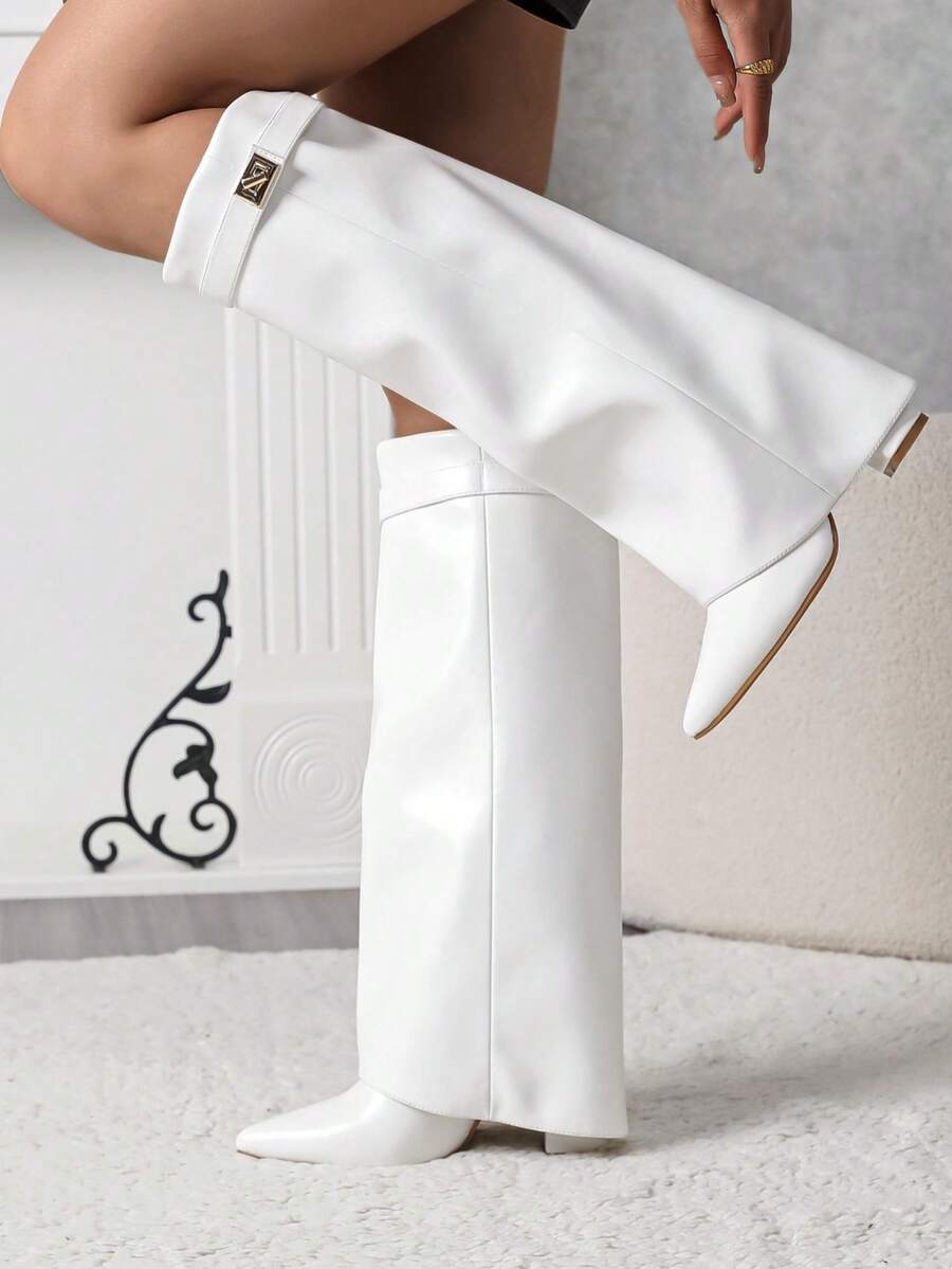 Folded Over The Boot With A Strap And Ornament Holiday Vacay Vibe For And Summer Shoes Spring Shoes Spring Break Easter - White - View 1