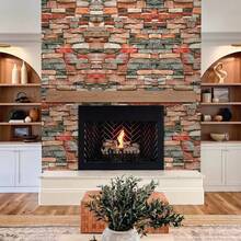 1 Roll Vintage Industrial Self-Adhesive Wallpaper, Brick Wall Decor, Peel And Stick Vinyl Contact Paper, 17.71inch Width, Waterproof & Removable, Modern Room Decor, Perfect For Kitchen Living Room Bedroom Bathroom, Desk/Furniture Makeover Home Decor - Multicolor - View 5