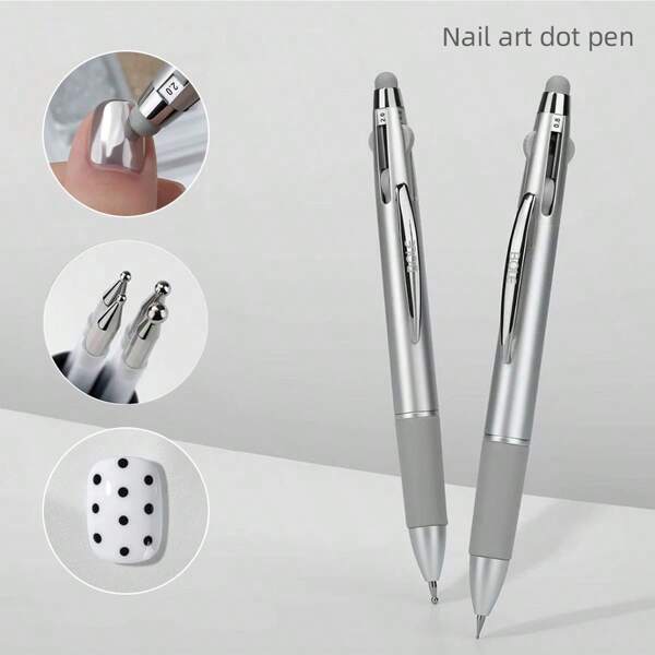 Set 4 in 1 per arte di unghie, comprendente penna a pois, pennello per dipingere fiori, applicatore per strass, testina in silicone morbido, adatto per saloni di manicure, forniture per unghie, strumenti per arte di unghie, per il ritorno a scuola, unghie, strumenti per unghie finte