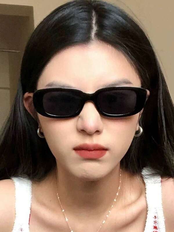 1pc Women's Square Small Frame Sunglasses, Retro Casual Chic Outdoor Driving Traveling Fashion Accessory Beach Accessories For Women Sun Glasses Sunglasses Shades Fashionable Shade Elegant Outfit Family Outings Travel Vacation Holiday For Summer Beach Vacation,Outdoor,Travel
