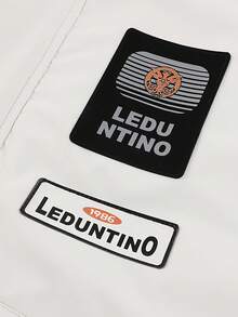 LEDUNTINO 男士春秋薄款时尚休闲拉链夹克，可拆卸风帽，大口袋，3D 标志，适合户外活动和日常穿着，可作为礼物 - 白色 - 查看 10