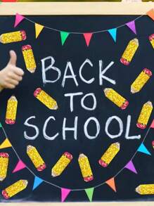 500 张/卷全息激光切割铅笔贴纸，防水自粘密封贴纸，适用于剪贴簿、信封、第一天装饰和 DIY 学校用品、铅笔装饰、剪贴簿装饰