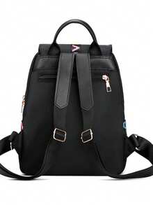 Mochila de gran capacidad para mujeres, bolso clásico de unicolor para damas - Negro - Ver 10