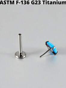 1PC Prong Zirconia G23 Titanium Cartilage Earrings Stud Opal Threadless Helix Ear Tragus Piercing Body Jewelry - Titanium Color - View 6